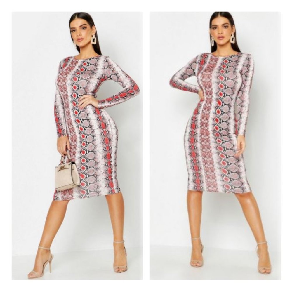 Red Snake Midi Dress